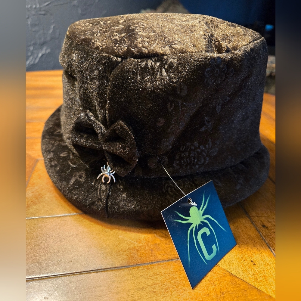 Limited Edition, Halloween Velvet Bucket Hat with Bow and Spider Charm